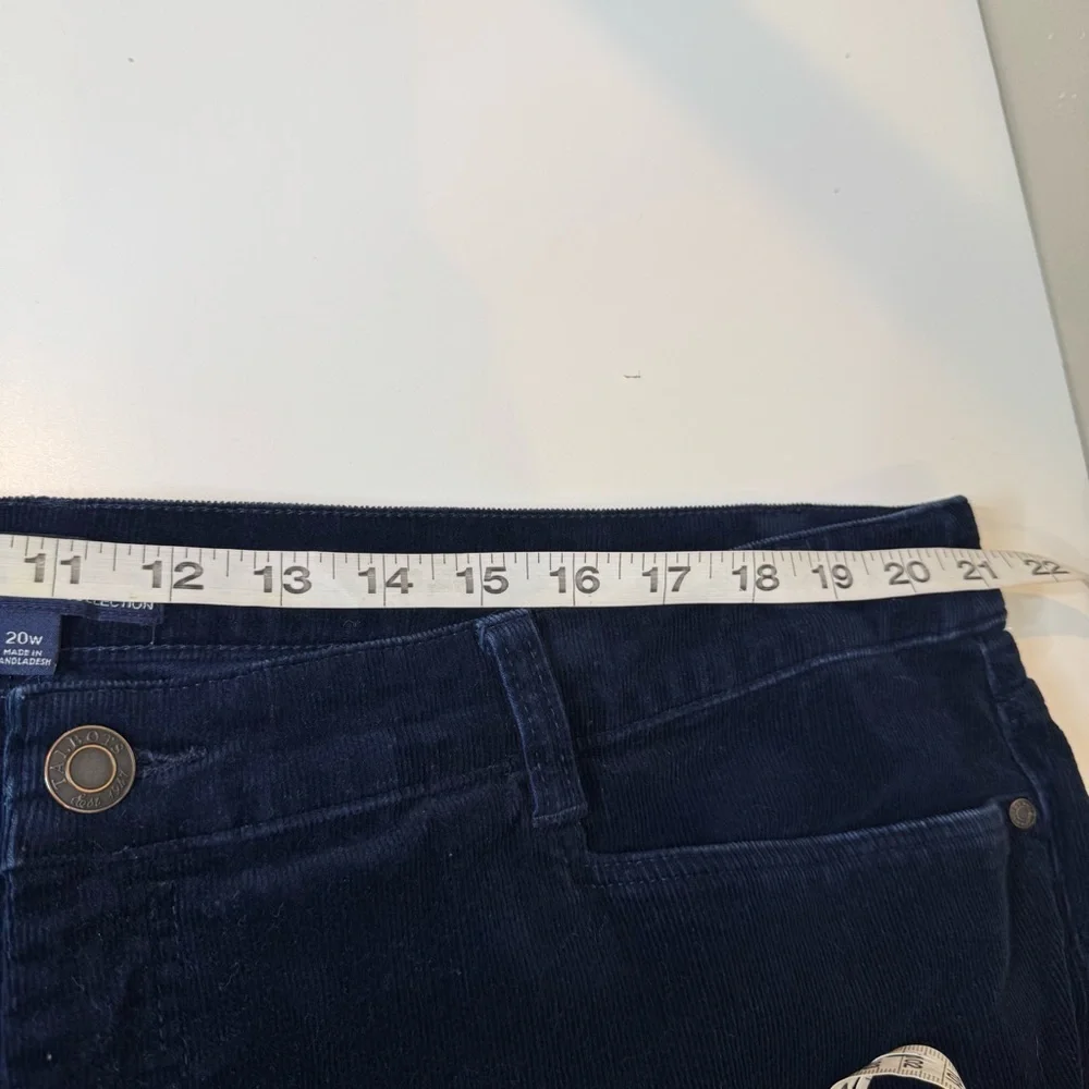 Talbots high waste straight leg Corduroy Pants Navy Blue Sz 20W